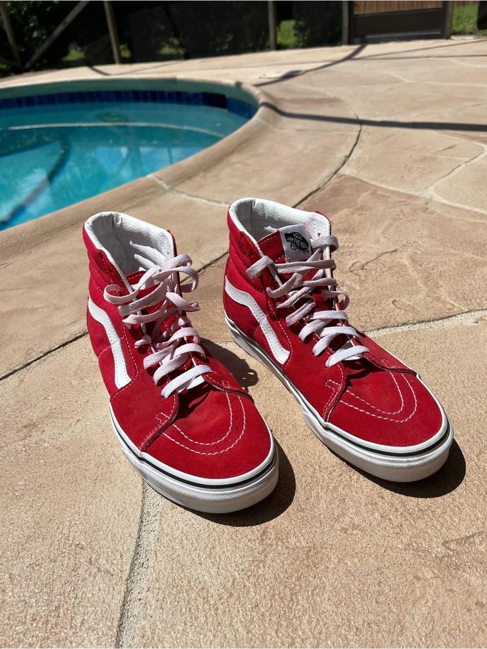 Vans Red Suede High-Top Sneakers with White Stripe